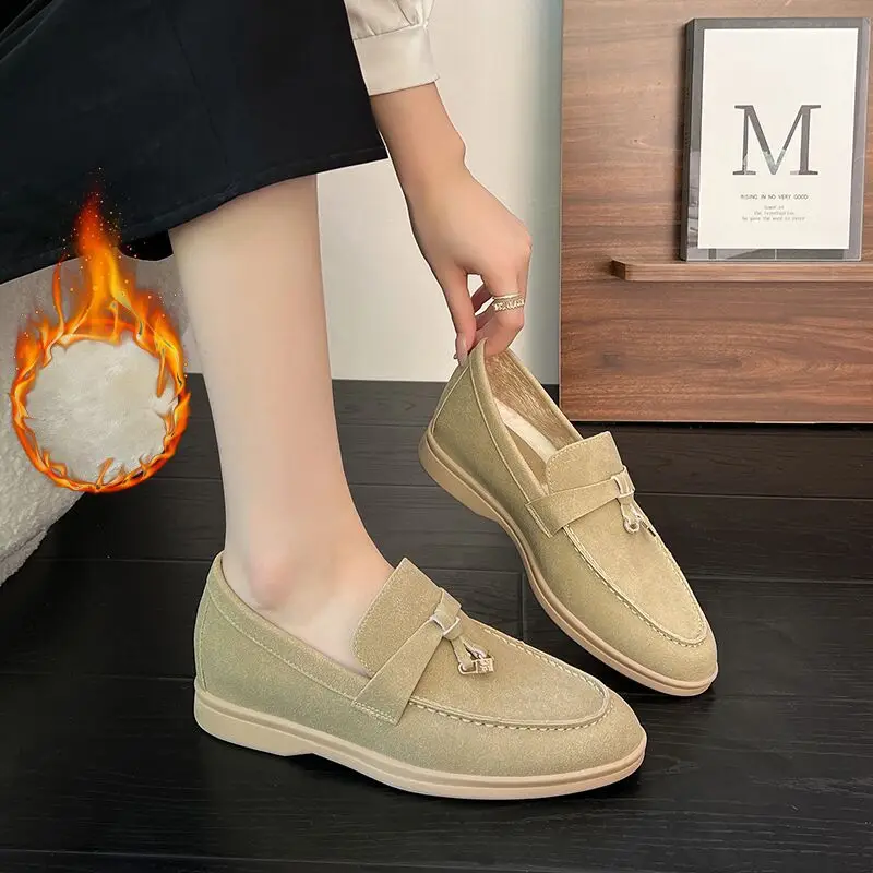 33--44 Size Cashmere Single Shoes for Women Versatile Soft-soled Loafers Women's Inner Height Increase 5cm Luxury Designer Shoes
33--44 Size Cashmere Single Shoes for Women Versatile Soft-soled Loafers Women's Inner Height Increase 5cm Luxury Designer Shoes