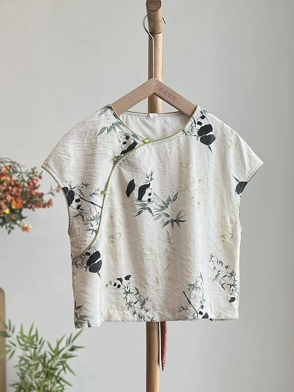 New Chinese Sle Women's irt round Ne ort Sve Button up Printed Loose Fit Summer Faion Small Flng Sve Top
New Chinese Sle Women's irt round Ne ort Sve Button up Printed Loose Fit Summer Faion Small Flng Sve Top
