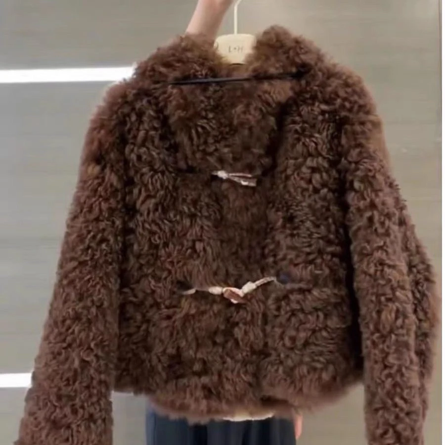 Retro Short Lamb Fur Jacket Women's Winter Fashion Trend Button Design Coat Sweet Style Regular Sleeve Long Hooded Coat
Retro Short Lamb Fur Jacket Women's Winter Fashion Trend Button Design Coat Sweet Style Regular Sleeve Long Hooded Coat