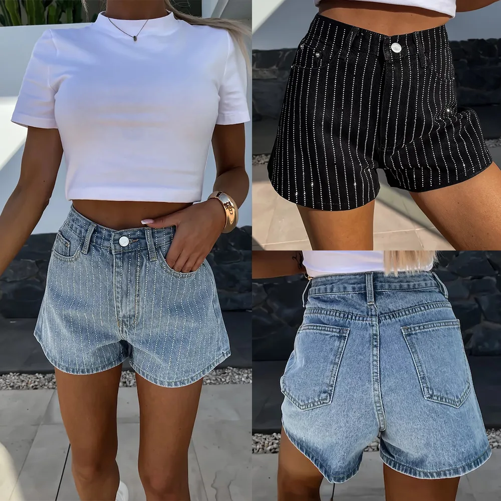 Shorts Denim Pant Women Jeans Short Pants Hot Drilling High Waist Straight Trousers Y2k Streetwear Elegant Mom Jeans Summer 2025 
Shorts Denim Pant Women Jeans Short Pants Hot Drilling High Waist Straight Trousers Y2k Streetwear Elegant Mom Jeans Summer 2025