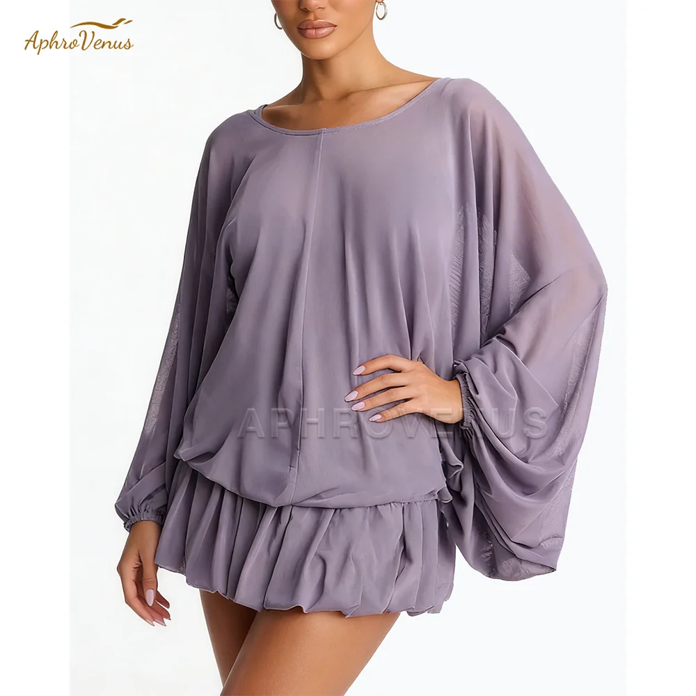 Open Back Long Sleeve Mini Dress Women Casual Loose Batwing Sleeve Chiffon Short Dress for Beach Vacation Night Club
Open Back Long Sleeve Mini Dress Women Casual Loose Batwing Sleeve Chiffon Short Dress for Beach Vacation Night Club