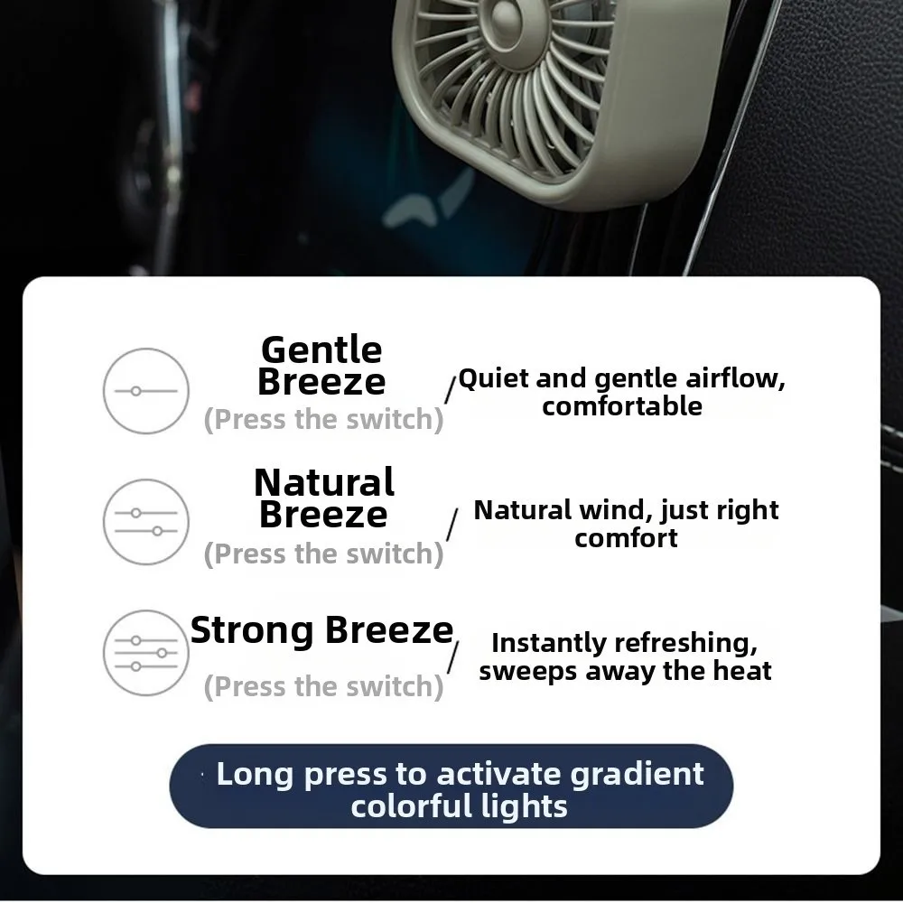 Красочное освещение Автомобильный воздуховыпускной вентилятор Регулируемый 3-скоростной USB Маленький охлаждающий вентилятор Многофункциональный Простота установки
Красочное освещение Автомобильный воздуховыпускной вентилятор Регулируемый 3-скоростной USB Маленький охлаждающий вентилятор Многофункциональный Простота установки