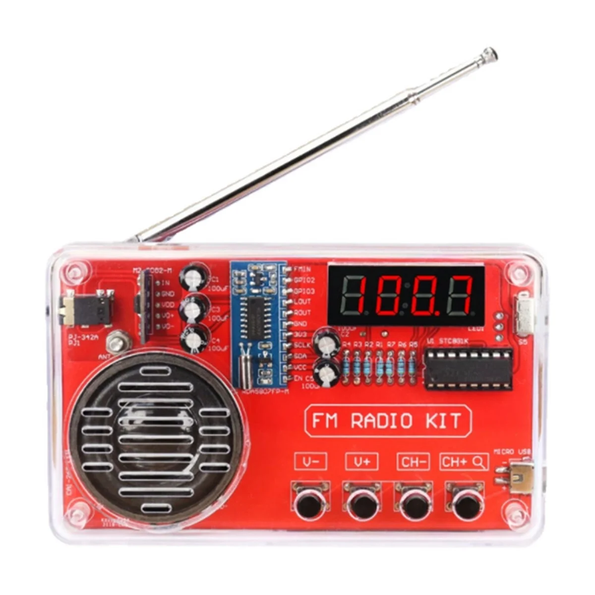AU47-FM Радио DIY Kit Электронный комплект для практики пайки в сборе Приемник 50-108 МГц с ЖК-дисплеем
AU47-FM Радио DIY Kit Электронный комплект для практики пайки в сборе Приемник 50-108 МГц с ЖК-дисплеем