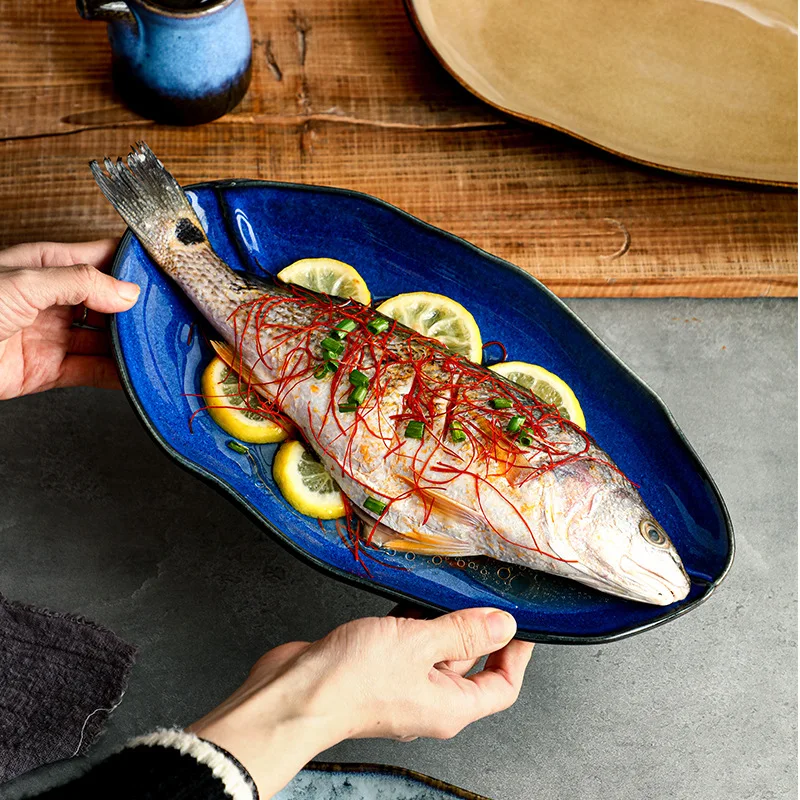 LH ceramic steamed fish plate creative fish plate household and commercial large size long plate
LH ceramic steamed fish plate creative fish plate household and commercial large size long plate