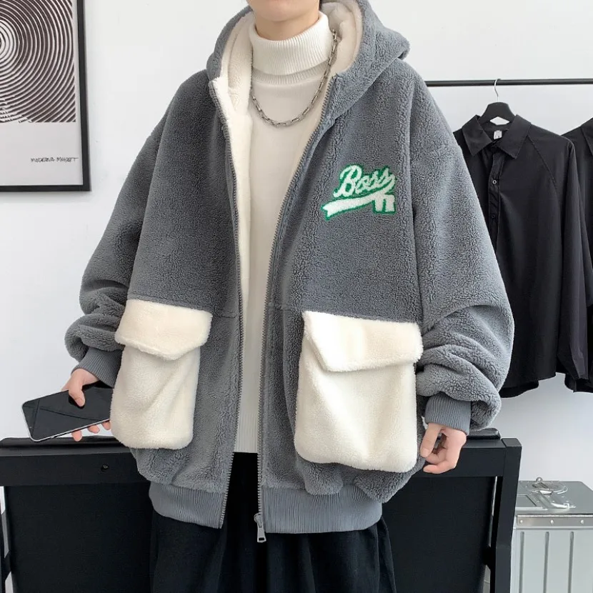 Мужская зимняя утепленная куртка из флиса, свободного кроя, повседневная, с капюшоном, из хлопка и овчины, вельветовая, модная зимняя одежда, хлопковое пальто
Мужская зимняя утепленная куртка из флиса, свободного кроя, повседневная, с капюшоном, из хлопка и овчины, вельветовая, модная зимняя одежда, хлопковое пальто