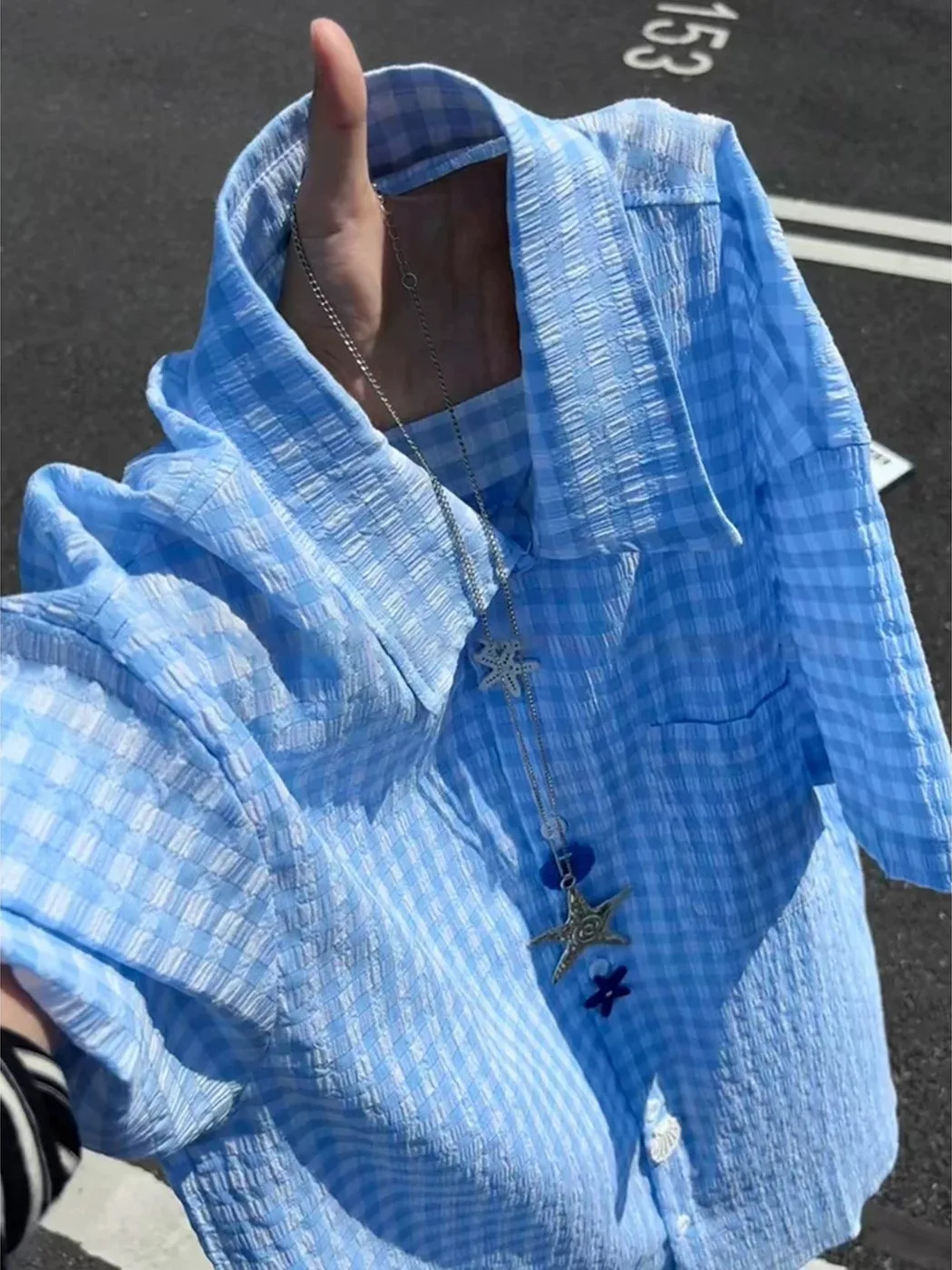 Light Blue Japanese Style Plaid Shirt Short Sleeve Men's Summer Thin Loose Casual Bubble Couple's Outerwear Breathable Skin-F...
Light Blue Japanese Style Plaid Shirt Short Sleeve Men's Summer Thin Loose Casual Bubble Couple's Outerwear Breathable Skin-F...