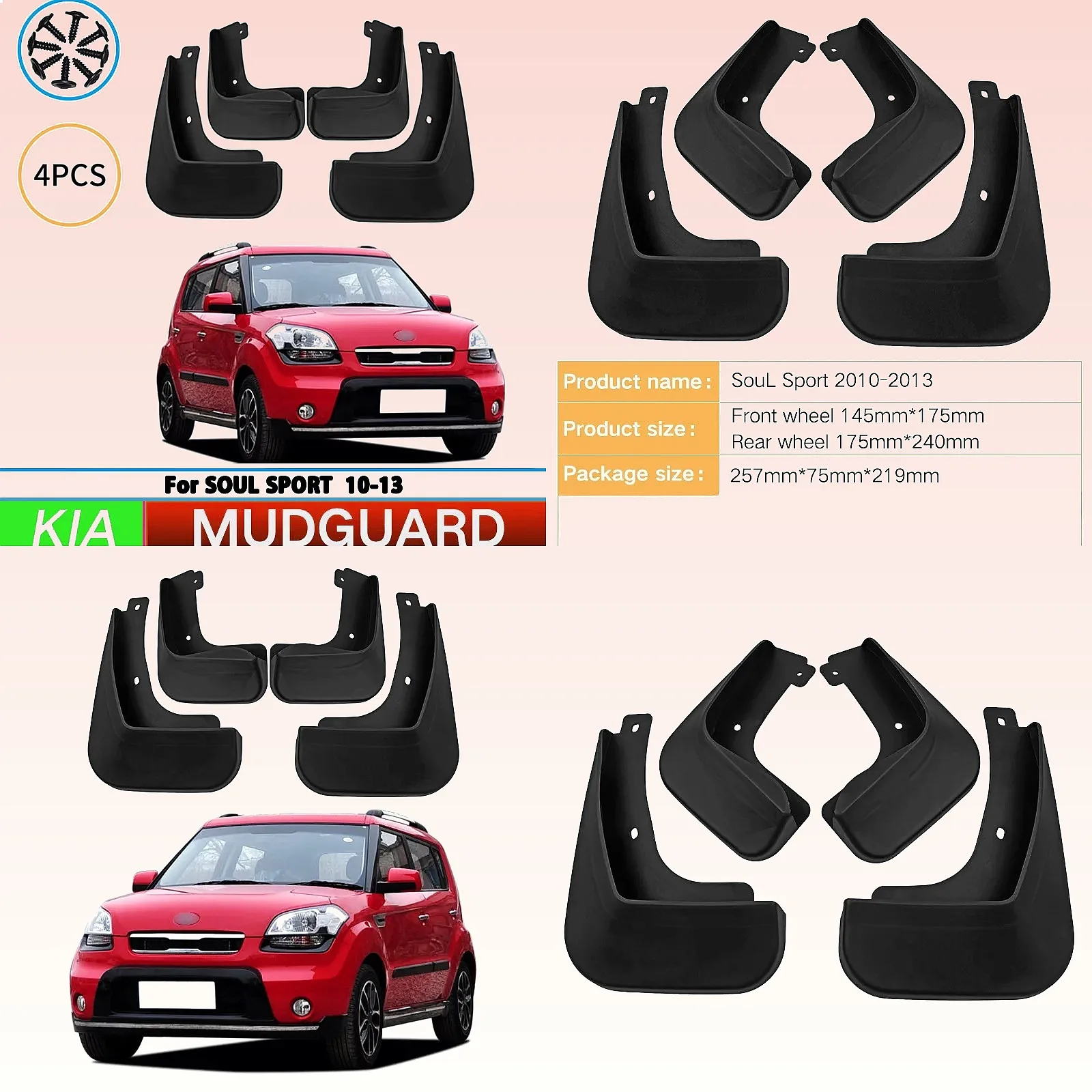 For Kia Soul Sport 2010-2013 Front Rear Wheel Tire Fender Splash Guard Mud Flaps Car Accessories
For Kia Soul Sport 2010-2013 Front Rear Wheel Tire Fender Splash Guard Mud Flaps Car Accessories