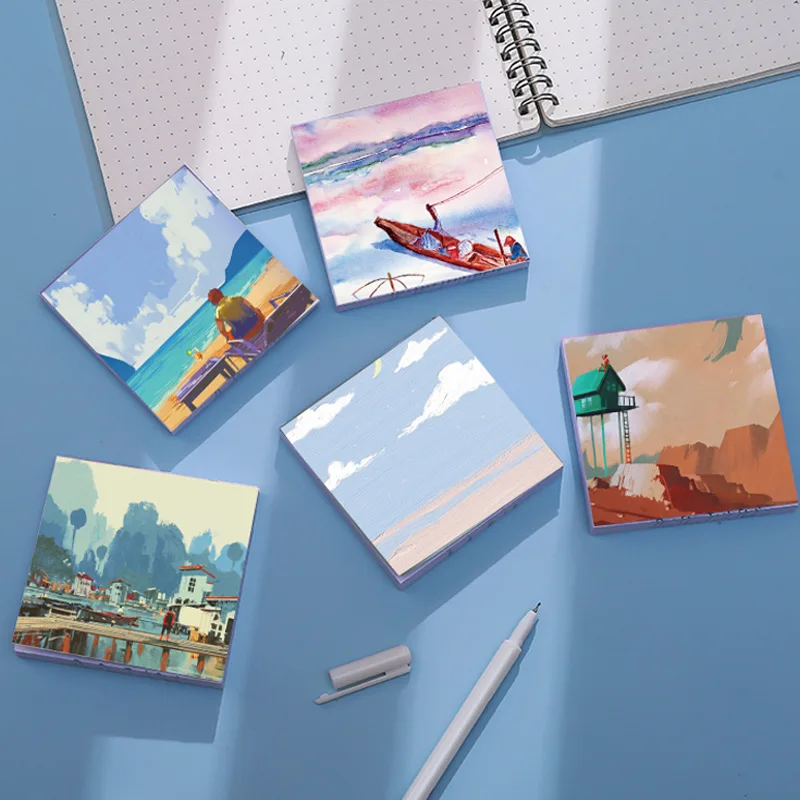 10pcsks Creative Post Its Wash Painting Memo Pad Sticky Note Set Hometown Series Stationery Supplies 70*70mm
10pcsks Creative Post Its Wash Painting Memo Pad Sticky Note Set Hometown Series Stationery Supplies 70*70mm