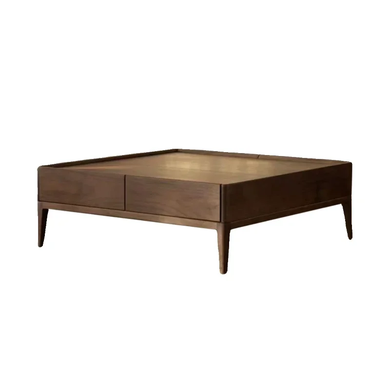 Nordic minimalist North American black walnut square coffee table modern solid wood storage furniture
Nordic minimalist North American black walnut square coffee table modern solid wood storage furniture