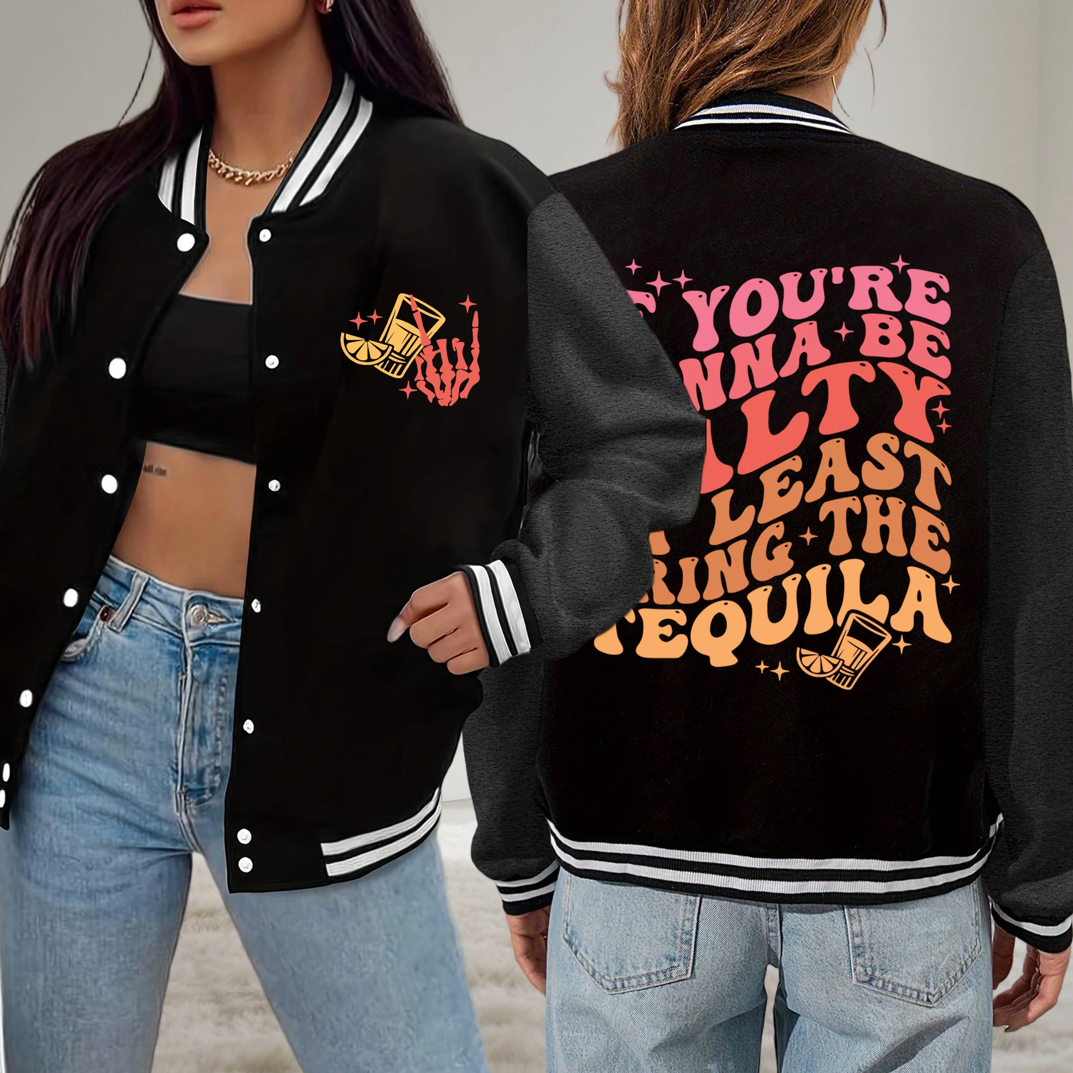 If You'Re Gonna Be Salty At Least Bring The Tequila Print Women Baseball Uniform Autumn Loose Streetwear Hip Hop Pocket Jackets
If You'Re Gonna Be Salty At Least Bring The Tequila Print Women Baseball Uniform Autumn Loose Streetwear Hip Hop Pocket Jackets