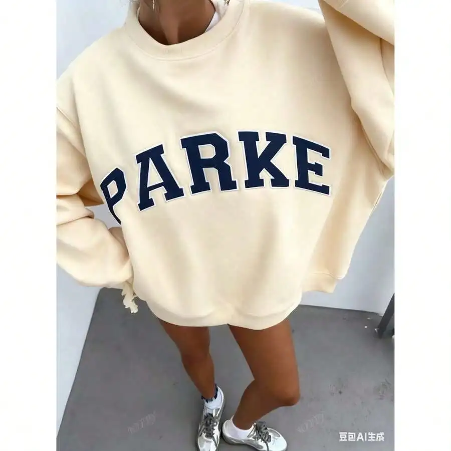 Женская толстовка оверсайз с круглым вырезом и ярким принтом в виде арочного шрифта, свободный крой, длинный рукав
Женская толстовка оверсайз с круглым вырезом и ярким принтом в виде арочного шрифта, свободный крой, длинный рукав