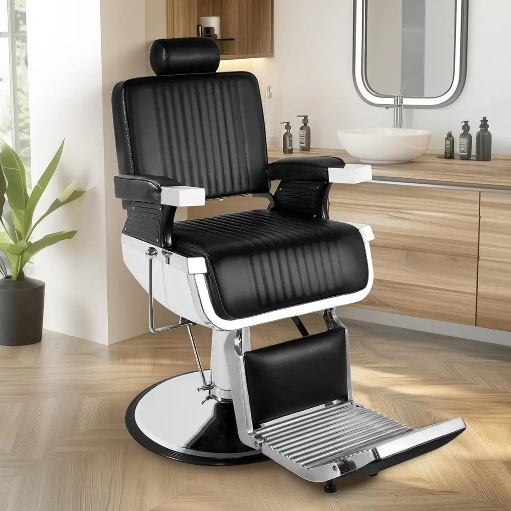 Professional Reclining Barber Chair with Footrest and 360° Swivel for Hair Styling, Shampoo, and Spa Services
Professional Reclining Barber Chair with Footrest and 360° Swivel for Hair Styling, Shampoo, and Spa Services