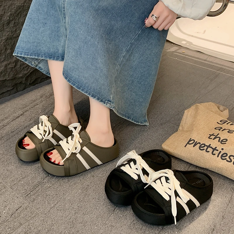 Womens Open Toe Canvas Slip-On Lace-Up Flat Platform Casual Backless Breathable Slippers Non-slip Summer Daily Comfortable Shoes
Womens Open Toe Canvas Slip-On Lace-Up Flat Platform Casual Backless Breathable Slippers Non-slip Summer Daily Comfortable Shoes