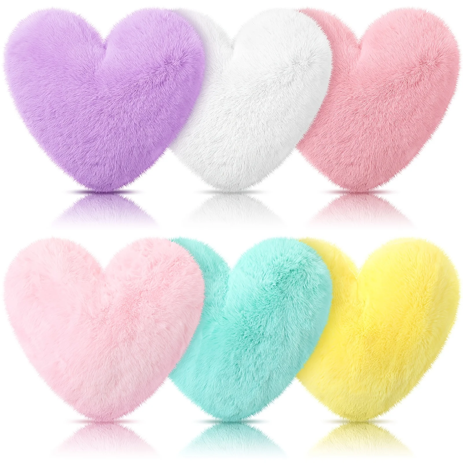 6pcs Faux Rabbit Heart Pillows Fluffy Heart Throw Pillows Cute Couch Cushion Soft Decorative Throw Cushion for Bed Sofa Women(12 X 11 Inch, Light Color)
6pcs Faux Rabbit Heart Pillows Fluffy Heart Throw Pillows Cute Couch Cushion Soft Decorative Throw Cushion for Bed Sofa Women(12 X 11 Inch, Light Color)