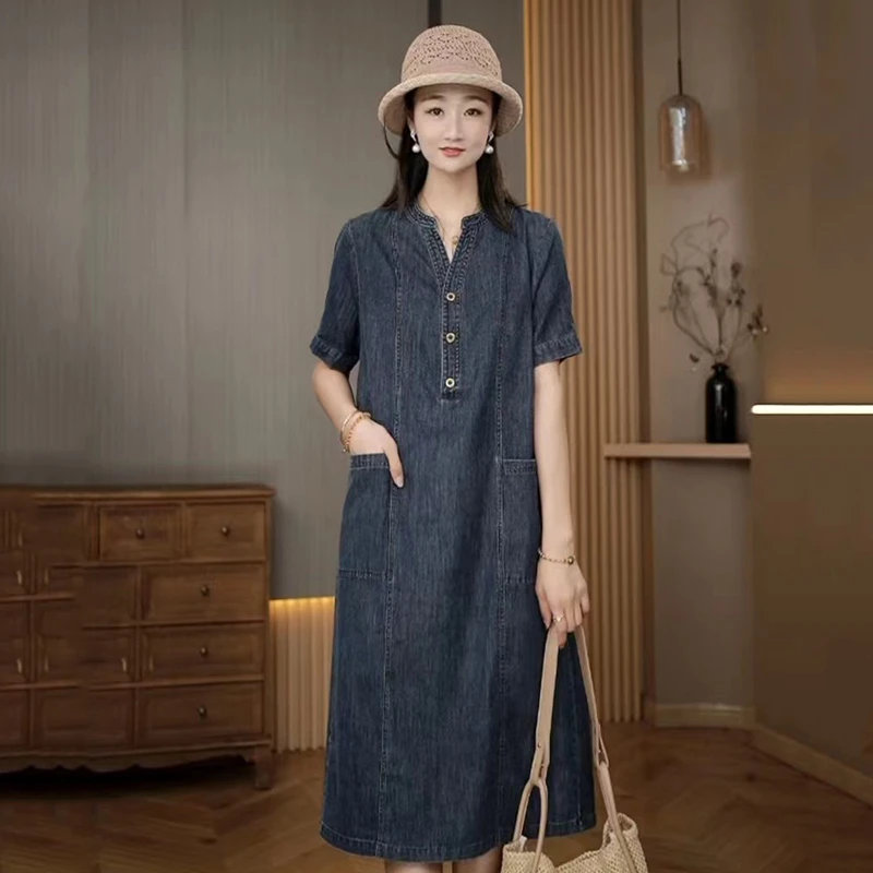 Fashion Simple Korean Summer Straight Fit Loose All-match Temperament Thin Section Slimming Loose Fit Midi Denim Dress Z457
Fashion Simple Korean Summer Straight Fit Loose All-match Temperament Thin Section Slimming Loose Fit Midi Denim Dress Z457