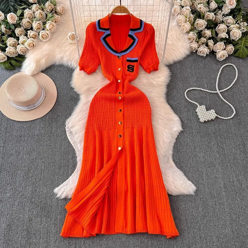 2026 New Fashion Vintage Turn-down Collar Knit Maxi Dress Women Elegant Single-breasted A-line Long Shirt Dress Lady Vestidos
2026 New Fashion Vintage Turn-down Collar Knit Maxi Dress Women Elegant Single-breasted A-line Long Shirt Dress Lady Vestidos