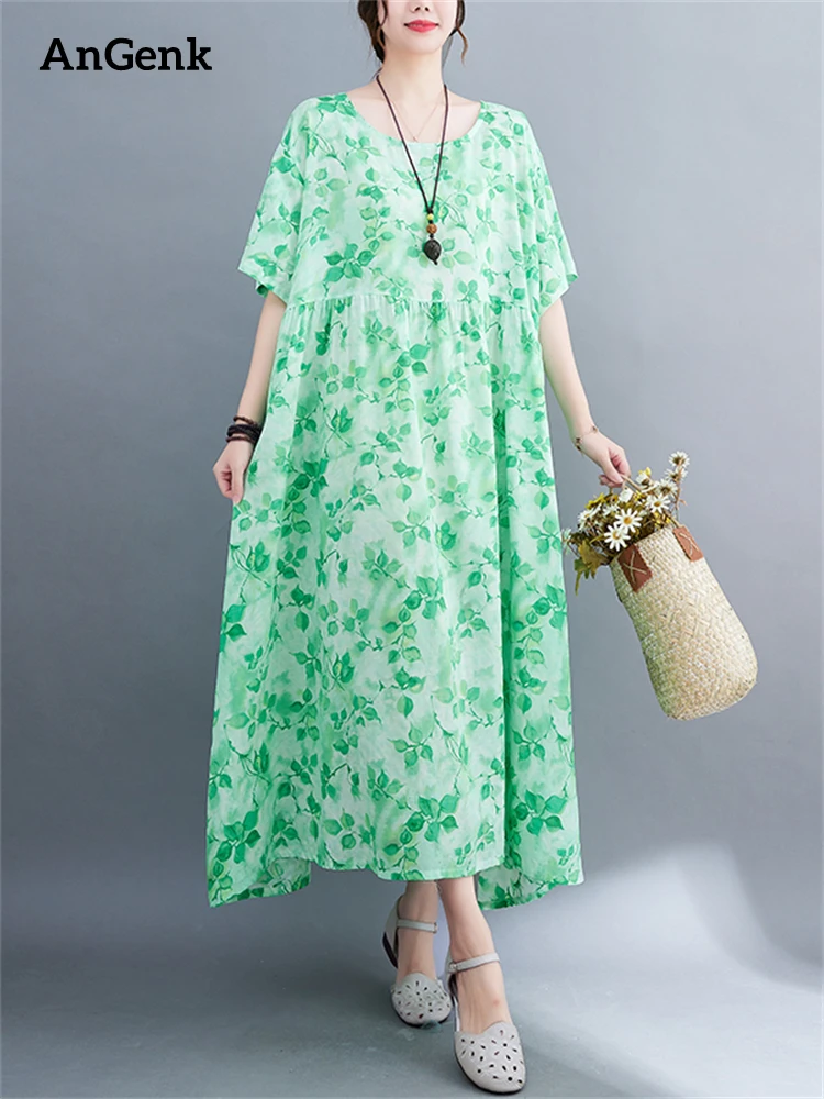 2023 New Cotton Short Sleeve Summer Vintage Print Dress For Women Casual Loose Long Dresses Robe Femme Vestidos Elegant Clothes
2023 New Cotton Short Sleeve Summer Vintage Print Dress For Women Casual Loose Long Dresses Robe Femme Vestidos Elegant Clothes