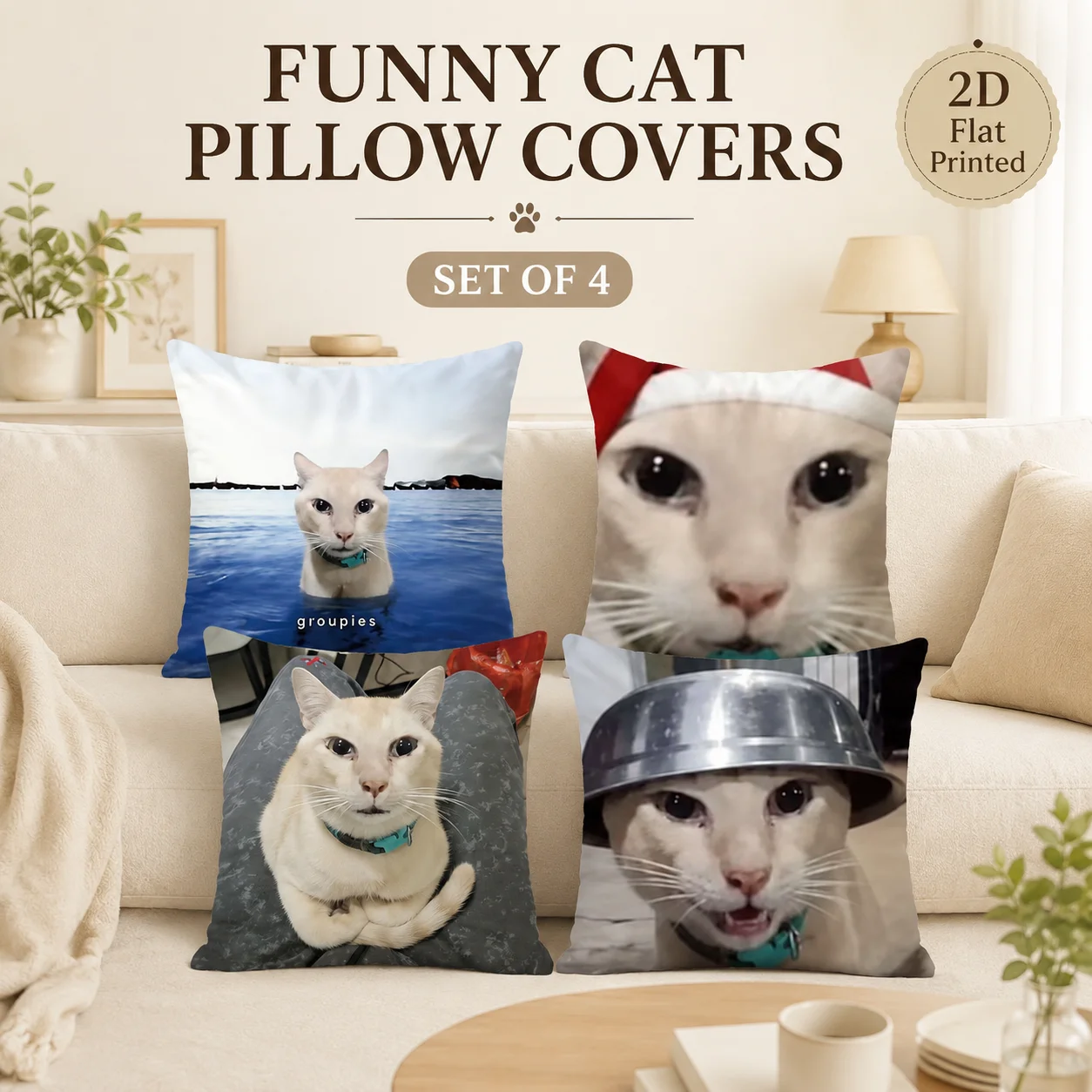 2D Flat Printed Peach Skin Funny Meme Cat Cushion Covers Set Of 4 Cute Kitten Coussin Sofa Room Decor Throw Pillows
2D Flat Printed Peach Skin Funny Meme Cat Cushion Covers Set Of 4 Cute Kitten Coussin Sofa Room Decor Throw Pillows