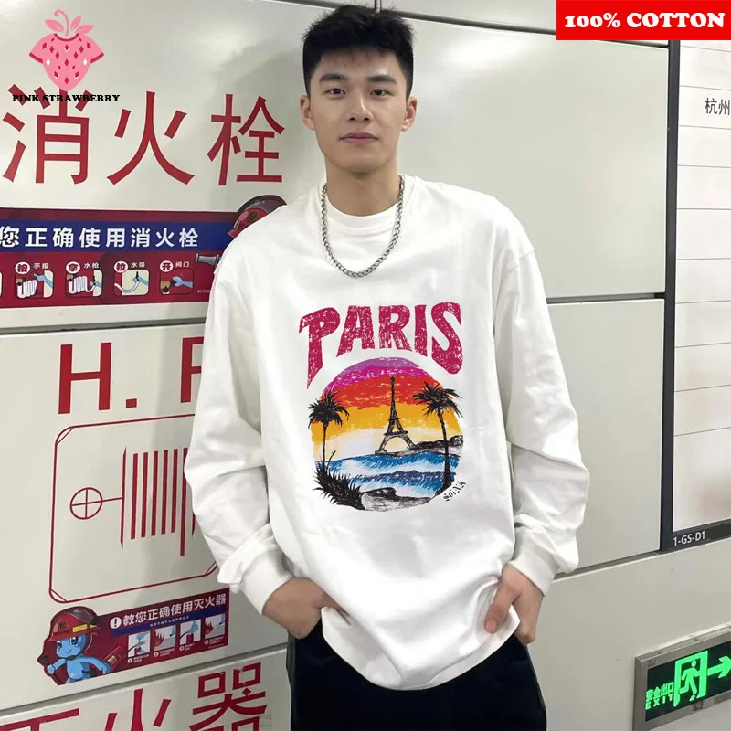 American Paris Tower Print T-shirt Men 2025 New 100%Cotton White Long sleeve Loose Street Gym Workout Shirt Y2k Top men clothing
American Paris Tower Print T-shirt Men 2025 New 100%Cotton White Long sleeve Loose Street Gym Workout Shirt Y2k Top men clothing
