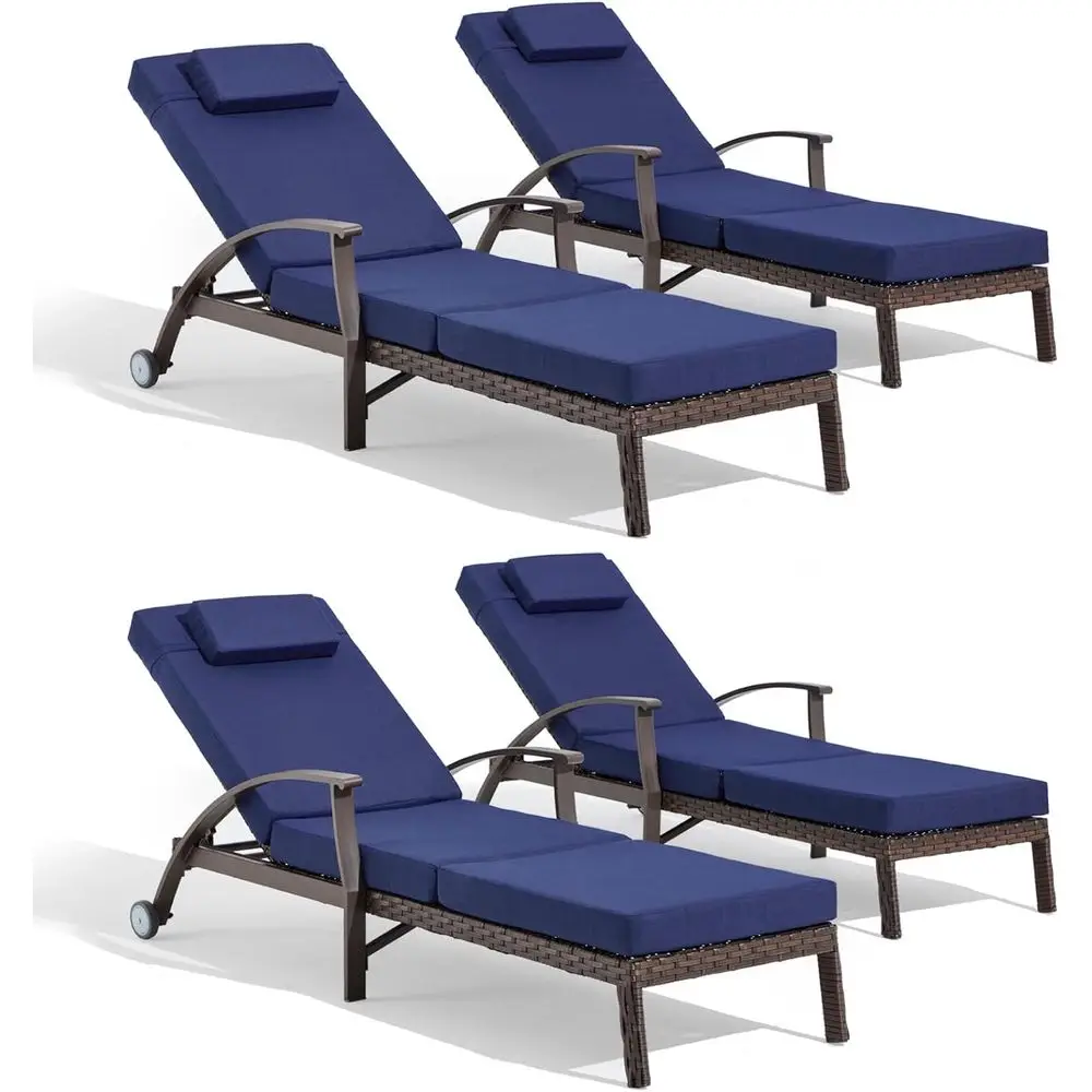 4-Piece Outdoor Lounge Set, Adjustable 6-Position Chairs, 115-180° Recline, Ideal for Poolside, Backyard, Lawn, Deck, Blue
4-Piece Outdoor Lounge Set, Adjustable 6-Position Chairs, 115-180° Recline, Ideal for Poolside, Backyard, Lawn, Deck, Blue