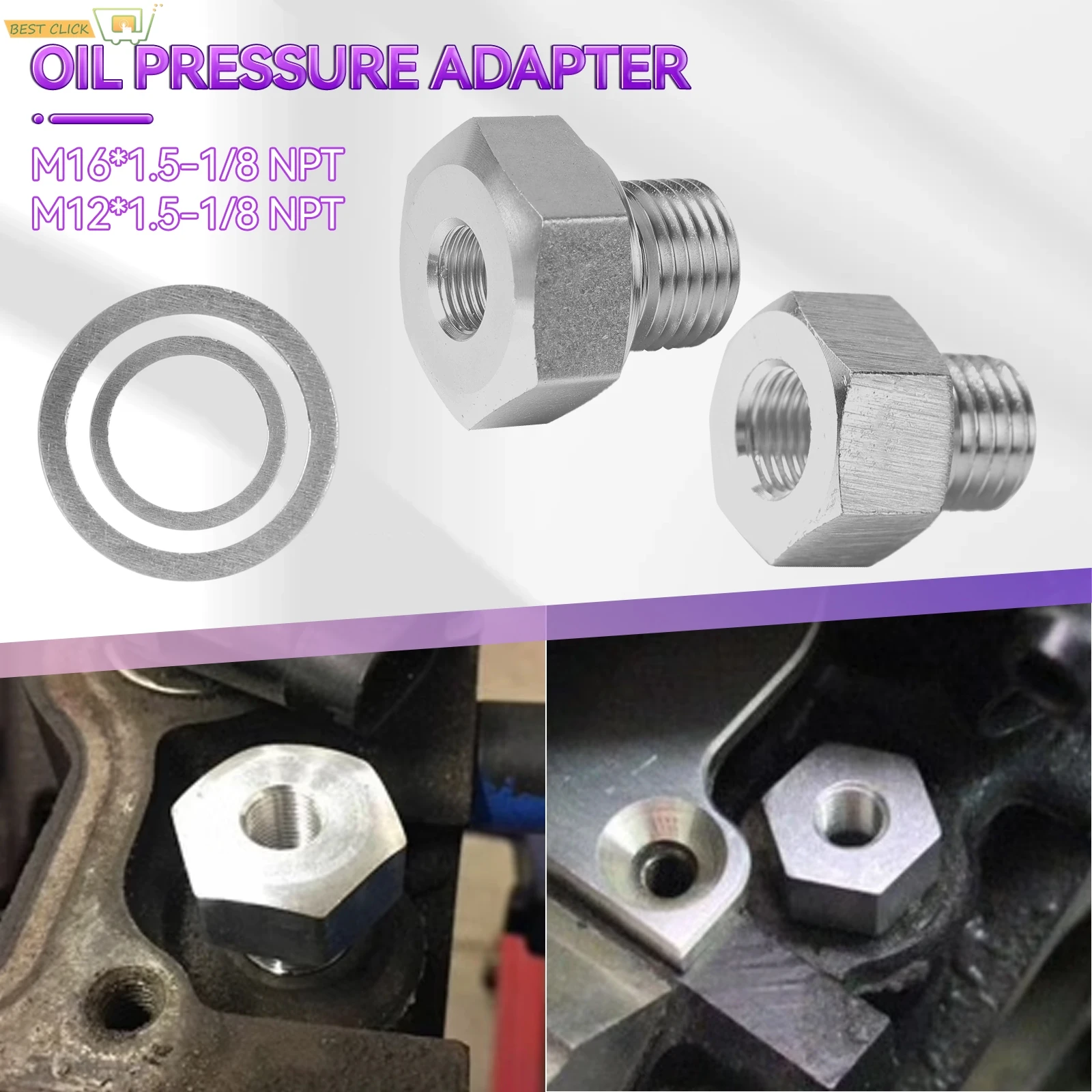 1/8 NPT to M12 M16x1.5 Oil Pressure Sender Adapter Aluminum For Cars Leakproof Universal Gauge Fitting with Gasket
1/8 NPT to M12 M16x1.5 Oil Pressure Sender Adapter Aluminum For Cars Leakproof Universal Gauge Fitting with Gasket