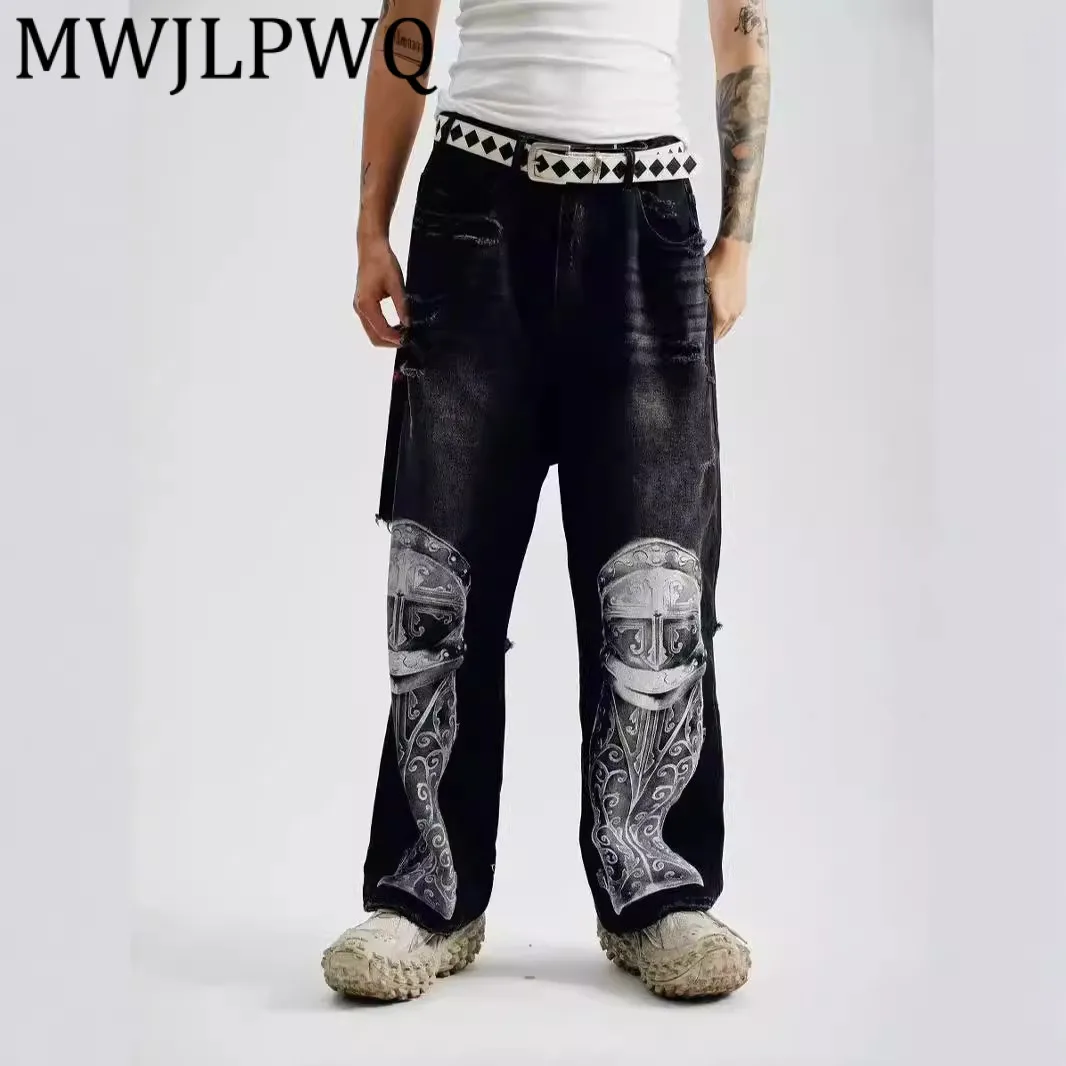 MWJLPWQ Черные джинсы с дырками, мужские свободные прямые брюки с широкими штанинами в американском стиле High Street, нишевый дизайн в стиле хип-хоп 12085
MWJLPWQ Черные джинсы с дырками, мужские свободные прямые брюки с широкими штанинами в американском стиле High Street, нишевый дизайн в стиле хип-хоп 12085
