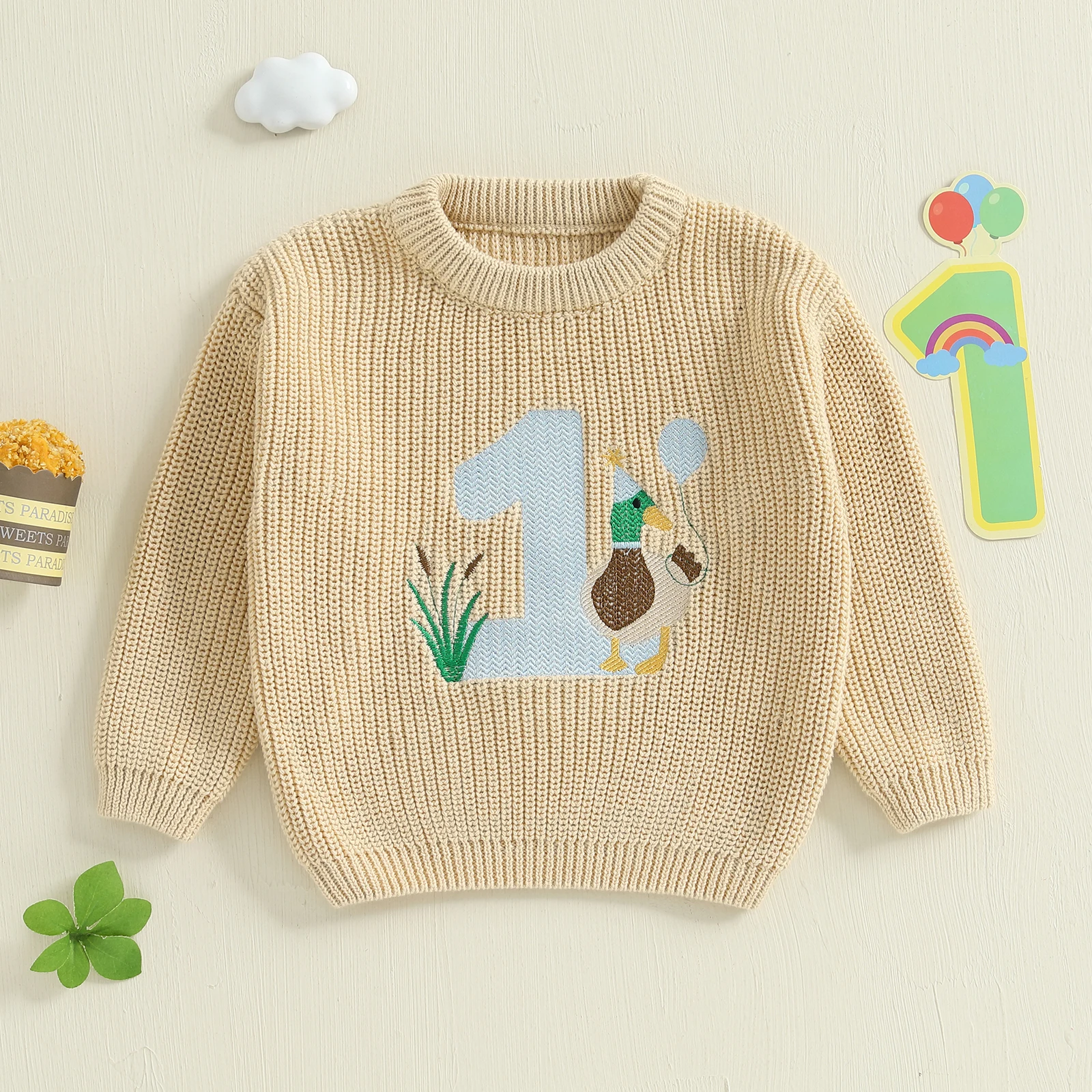 First Birthday Outfits Baby Boy Fall Winter Sweater Duck Letter Embroidery Long Sleeve Chunky Knit Jumper Toddler Knitwear
First Birthday Outfits Baby Boy Fall Winter Sweater Duck Letter Embroidery Long Sleeve Chunky Knit Jumper Toddler Knitwear
