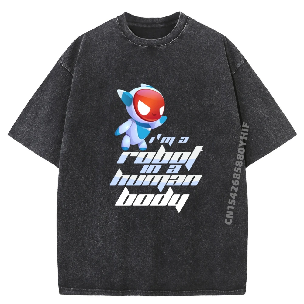 Robot In A Human Body Tees Special Printed Graphic Short Sleeve Cotton Fabric Male T Shirts Street T-Shirt Retro Washed
Robot In A Human Body Tees Special Printed Graphic Short Sleeve Cotton Fabric Male T Shirts Street T-Shirt Retro Washed