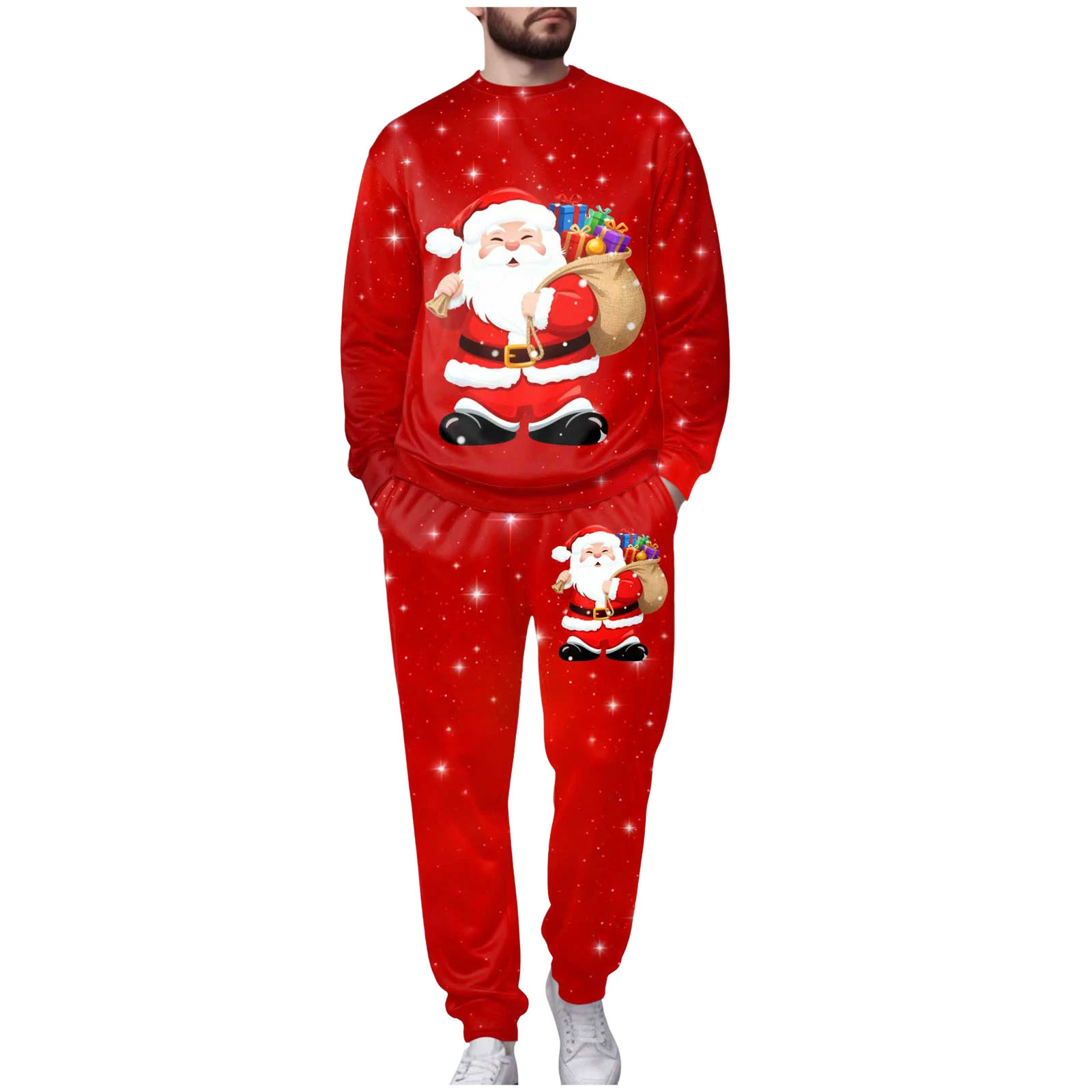 Suite Pants for Men Men's Fleece Lined Crew Neck Hoodless Sweatshirt And Sweatpants Suit Christmas Santa Print Skin Suit Men
Suite Pants for Men Men's Fleece Lined Crew Neck Hoodless Sweatshirt And Sweatpants Suit Christmas Santa Print Skin Suit Men