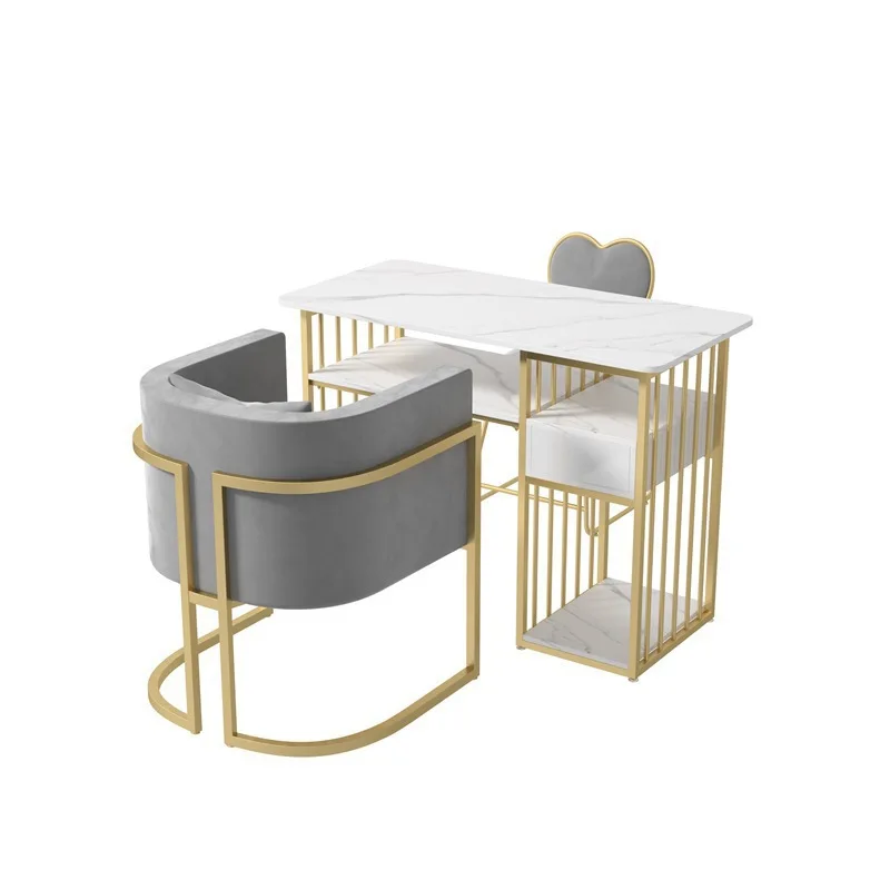 Nail art table Nordic marble wrought iron single double nail art table and chair cover light luxury special single nail
Nail art table Nordic marble wrought iron single double nail art table and chair cover light luxury special single nail