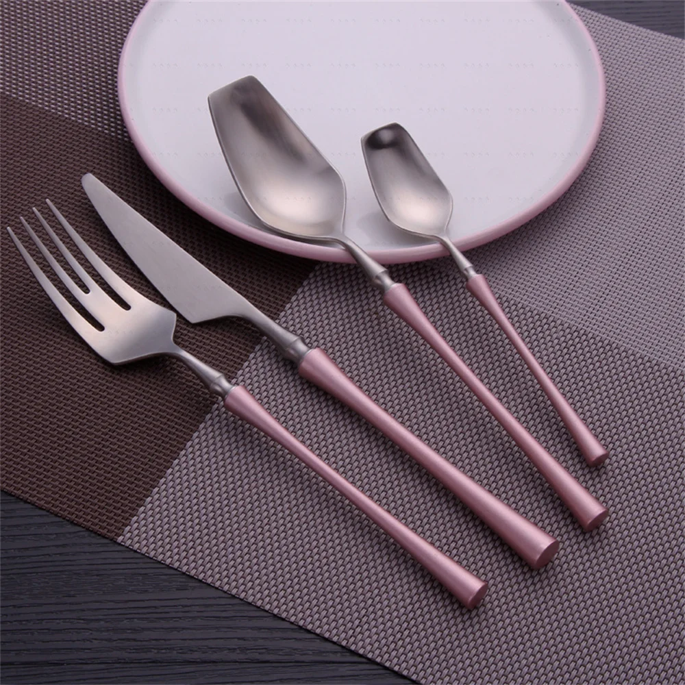 24Pcs Pink Silvercutlery Set Tableware Stainless Steel Wedding Dinnerware Set Kitchen Utensils Knives Spoons Forks Flatware Set
24Pcs Pink Silvercutlery Set Tableware Stainless Steel Wedding Dinnerware Set Kitchen Utensils Knives Spoons Forks Flatware Set