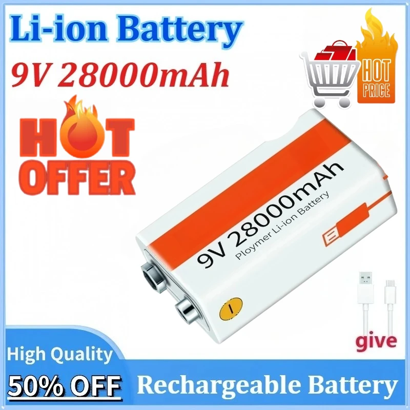 9V 28000mAh Newly Upgraded Li-ion Rechargeable Micro Lithium USB Battery for Multimeter Microphone Toy Remote Control KTV Use
9V 28000mAh Newly Upgraded Li-ion Rechargeable Micro Lithium USB Battery for Multimeter Microphone Toy Remote Control KTV Use