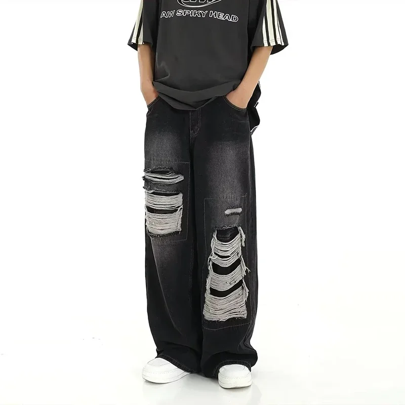 Hole Patchwork Baggy Jeans Man Pants American Vintage Straight Wide Leg Pants Hip Hop Street Punk Y2k Jeans Loose Denim Trousers
Hole Patchwork Baggy Jeans Man Pants American Vintage Straight Wide Leg Pants Hip Hop Street Punk Y2k Jeans Loose Denim Trousers