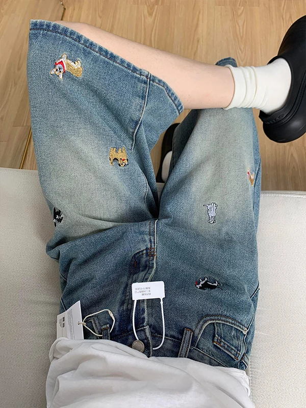 American Style Embroidered Wide Leg Seven-Foot Jeans Women Summer Thin Loose Slim Straight Tube Pants Casual High Waist Butto...
American Style Embroidered Wide Leg Seven-Foot Jeans Women Summer Thin Loose Slim Straight Tube Pants Casual High Waist Butto...
