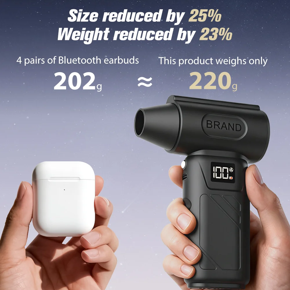 Воздуходувка 130000 об/мин, 5 передач, регулируемая скорость, турбовентилятор со светодиодной подсветкой, дисплей с батареей, беспроводная тряпка со сжатым воздухом
Воздуходувка 130000 об/мин, 5 передач, регулируемая скорость, турбовентилятор со светодиодной подсветкой, дисплей с батареей, беспроводная тряпка со сжатым воздухом