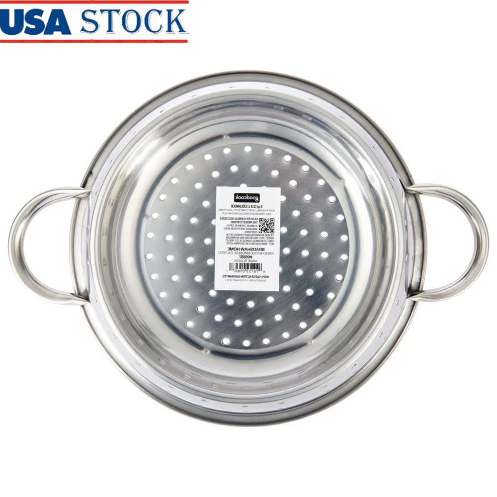 Дуршлаг из нержавеющей стали, глубокая емкость, мытье фруктов, слив макаронных изделий, промывочные бобы с прочными ручками, кухонный инструмент
Дуршлаг из нержавеющей стали, глубокая емкость, мытье фруктов, слив макаронных изделий, промывочные бобы с прочными ручками, кухонный инструмент