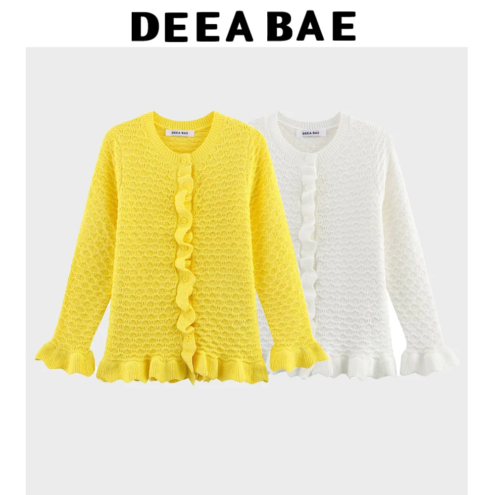 DEEABAE Spring Women's French Style Design With Layered Decorative Buttons And Round Neck Long Sleeved Knitted Jacket
DEEABAE Spring Women's French Style Design With Layered Decorative Buttons And Round Neck Long Sleeved Knitted Jacket