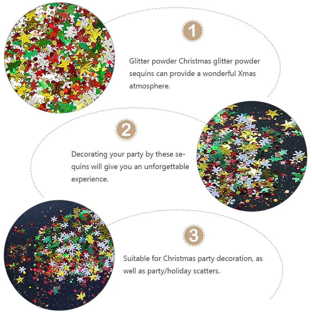 2Packs Christmas Glitter Sequins Powder Decorative Random Scatter Festive Xmas Confetti Sequins Decoration 
2Packs Christmas Glitter Sequins Powder Decorative Random Scatter Festive Xmas Confetti Sequins Decoration