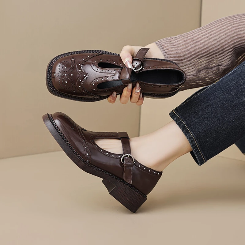 NEW Spring/Autumn Women Pumps Square Toe Chunky Heel Shoes Split Leather Shoes for Women Buckle Strap Mary Janes Brogue Shoes
NEW Spring/Autumn Women Pumps Square Toe Chunky Heel Shoes Split Leather Shoes for Women Buckle Strap Mary Janes Brogue Shoes