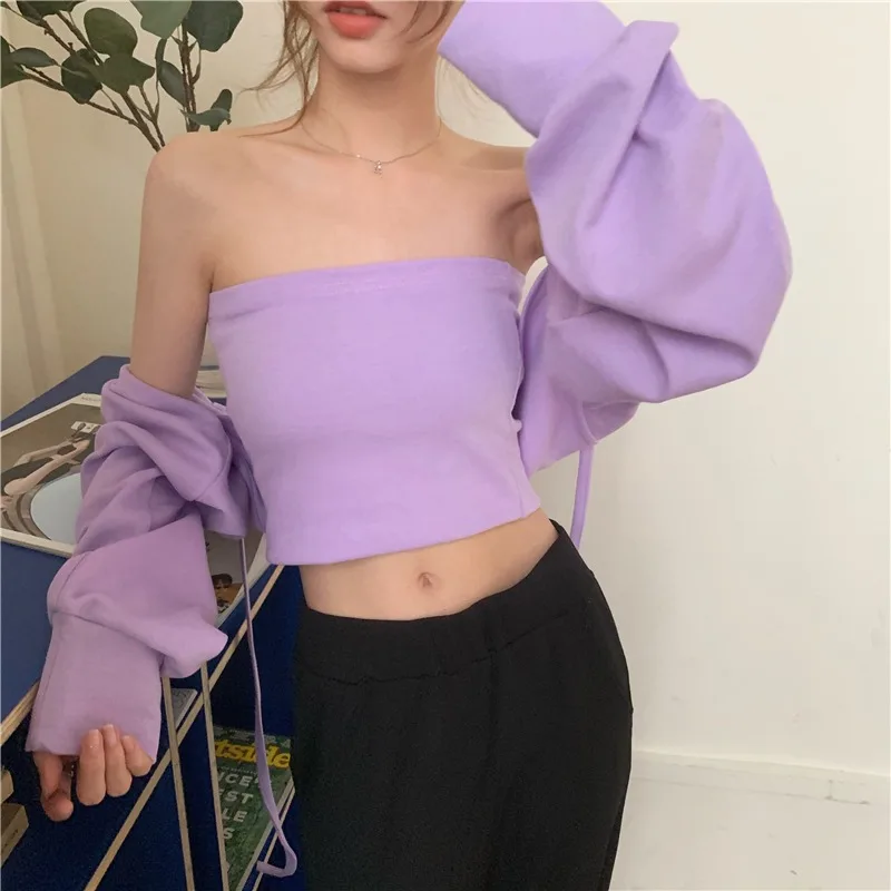 Women Fashion Sexy Casual T-shirts Two-piece Suit 2024 New Summer Women's Thin Shawl Top Tube Tops All-match Long Sleeve Tees
Women Fashion Sexy Casual T-shirts Two-piece Suit 2024 New Summer Women's Thin Shawl Top Tube Tops All-match Long Sleeve Tees