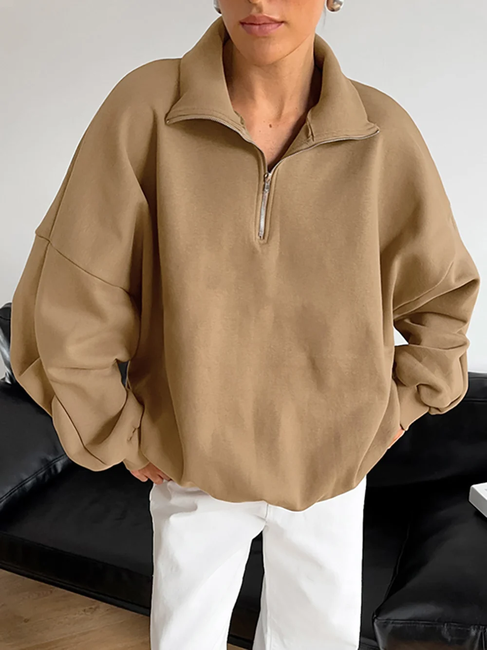 Women's Casual Solid Sweatshirts Spring Autumn Loose Fit Drop Shoulder Lapel Design Women Clothing Versatile Female Clothes
Women's Casual Solid Sweatshirts Spring Autumn Loose Fit Drop Shoulder Lapel Design Women Clothing Versatile Female Clothes