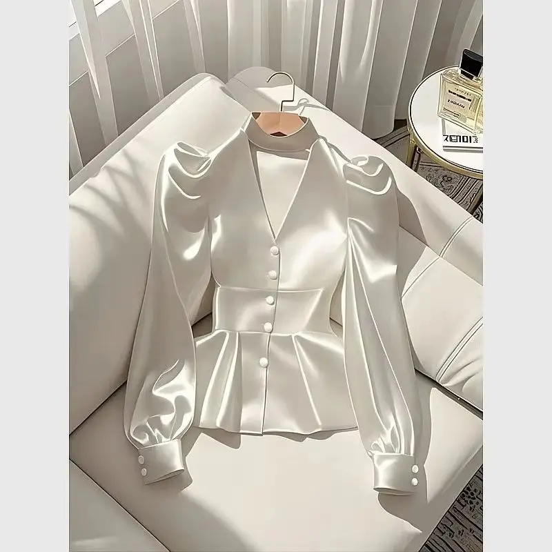 Весна-лето, корейские новые женские рубашки 2025 года, свободная однотонная блузка с длинными рукавами, женская шикарная элегантная повседневная универсальная рубашка, женский топ
Весна-лето, корейские новые женские рубашки 2025 года, свободная однотонная блузка с длинными рукавами, женская шикарная элегантная повседневная универсальная рубашка, женский топ