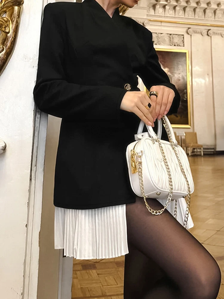 Повседневное платье А-силуэта с высокой талией и плиссировкой, 2026, элегантное платье-блейзер с V-образным вырезом и длинными рукавами, модное мини-платье с цветными вставками
Повседневное платье А-силуэта с высокой талией и плиссировкой, 2026, элегантное платье-блейзер с V-образным вырезом и длинными рукавами, модное мини-платье с цветными вставками