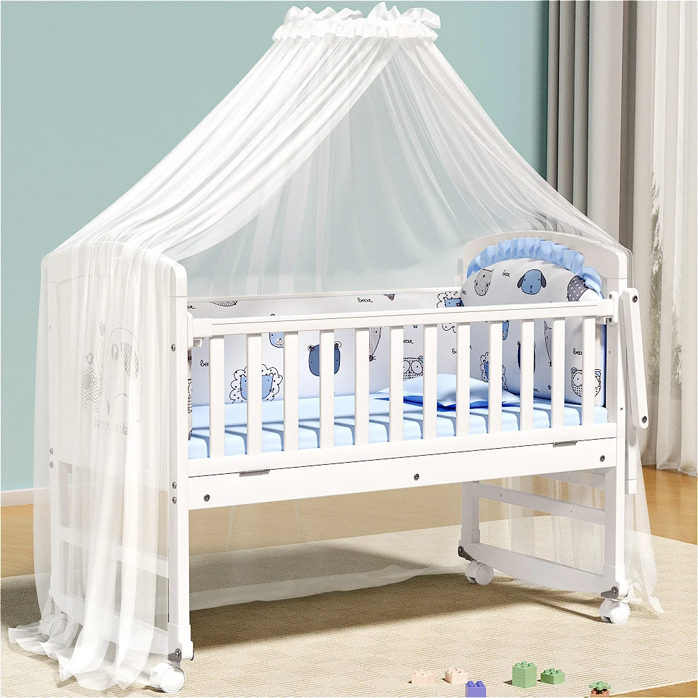 European White Paint Spliced Baby Crib Tent Multifunctional Removable Cradle Baby Crib for 0-6 Year Old
European White Paint Spliced Baby Crib Tent Multifunctional Removable Cradle Baby Crib for 0-6 Year Old