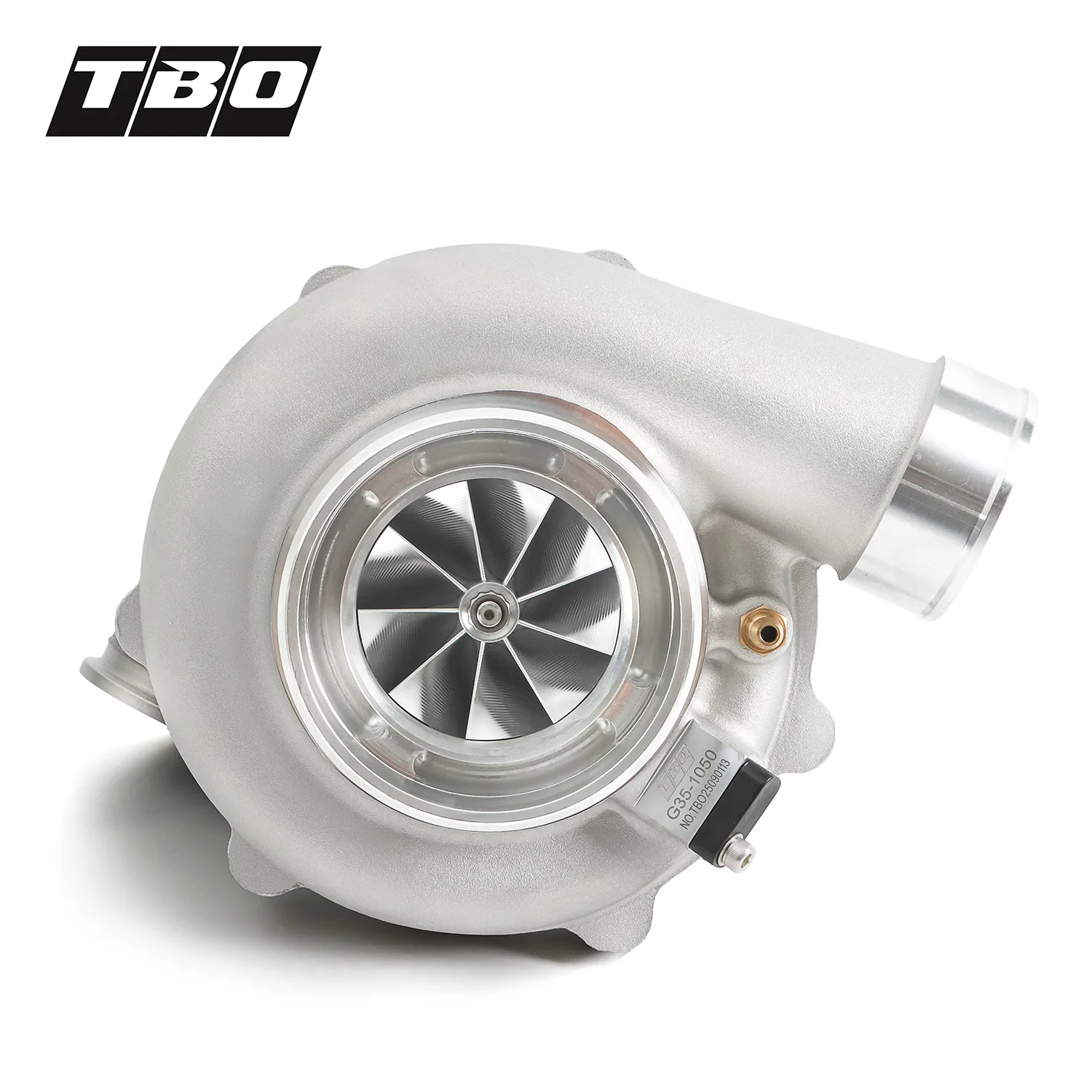 TBO G35-1050 Ball Bearing Billet Forged Compressor Impeller Turbocharger without Actuator, Ar 1.01 Double V Belt Universal Type
TBO G35-1050 Ball Bearing Billet Forged Compressor Impeller Turbocharger without Actuator, Ar 1.01 Double V Belt Universal Type