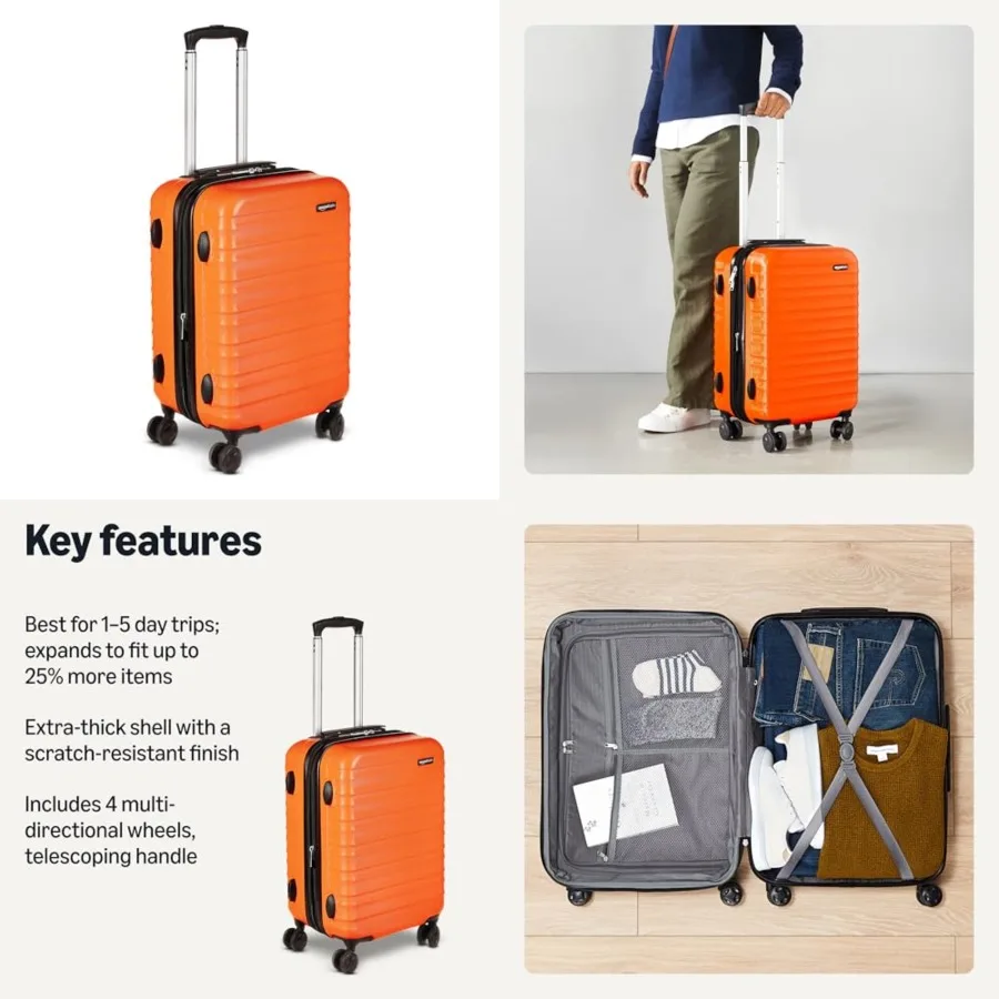21" Hardside Luggage with Spinner Wheels, Expandable for Up to 25% More Space, Scratch-Resistant Hardshell Suitcase, Telescopin
21" Hardside Luggage with Spinner Wheels, Expandable for Up to 25% More Space, Scratch-Resistant Hardshell Suitcase, Telescopin