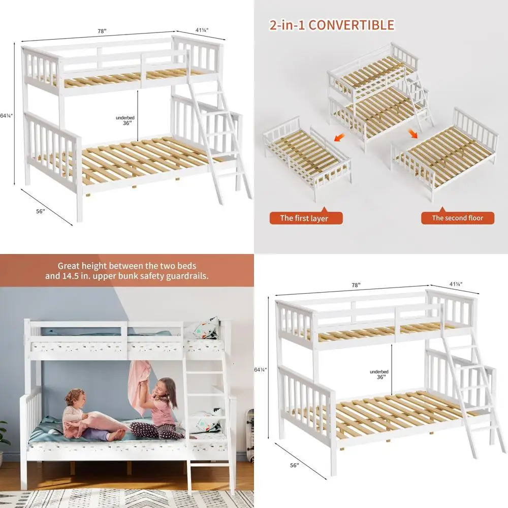 Solid Wood Twin Bunk Bed with Ladder, Guard Rail, and Space-Saving Design for Kids, Teens, and Adults (Mattress Not Included)
Solid Wood Twin Bunk Bed with Ladder, Guard Rail, and Space-Saving Design for Kids, Teens, and Adults (Mattress Not Included)