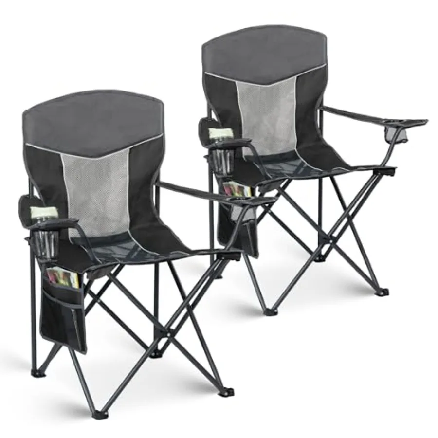 Outdoor Camping Chair 2-Pack with Mesh Back, Folding Portable Lawn Chairs with Cup Holder and Side Storage Pocket for Camping,
Outdoor Camping Chair 2-Pack with Mesh Back, Folding Portable Lawn Chairs with Cup Holder and Side Storage Pocket for Camping,