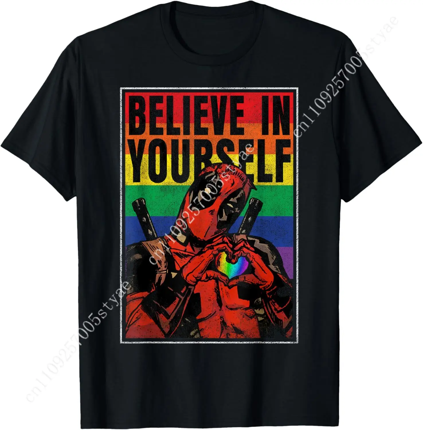 Marvel Deadpool Believe in Yourself Rainbow Poster T-Shirt Small
Marvel Deadpool Believe in Yourself Rainbow Poster T-Shirt Small