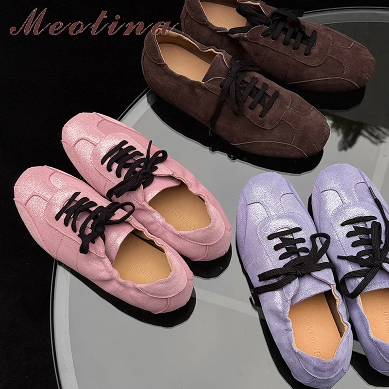 Meotina Women Genuine Leather Sneakers Round Toe Flats Lace-up Cow Suede Ladies Fashion Casual Shoes Spring Autumn Purple Pink
Meotina Women Genuine Leather Sneakers Round Toe Flats Lace-up Cow Suede Ladies Fashion Casual Shoes Spring Autumn Purple Pink